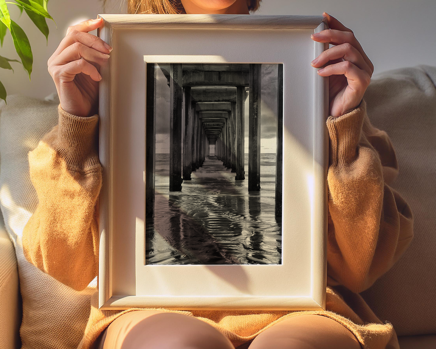 "Infinite Passage" — Scripps Pier Black & White Ocean Print